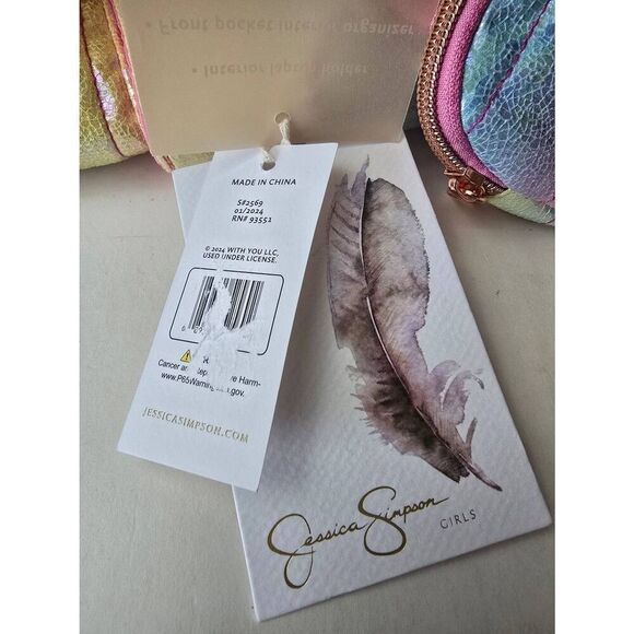 Jessica Simpson 2 pc Backpack Set Rainbow Puffer - Picture 9 of 12